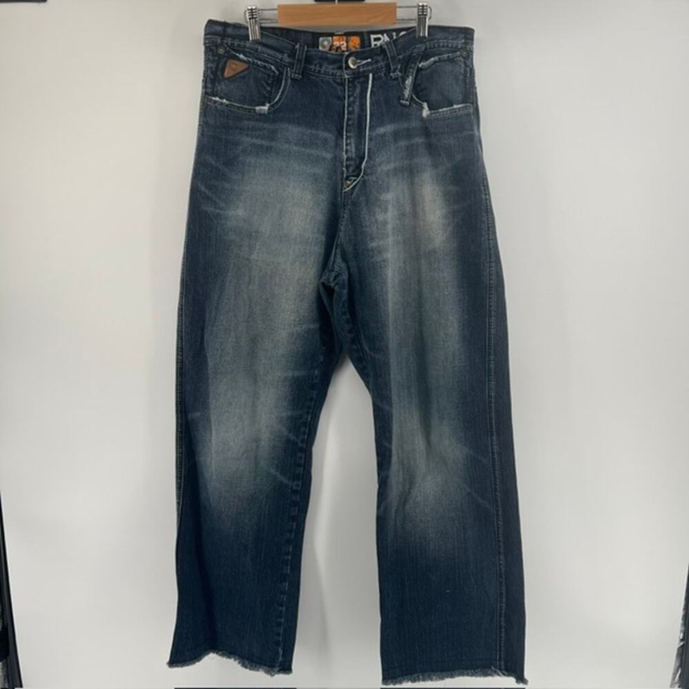 VTG Akademiks Denim Jeans Mens 32x29 Cotton Raw Hem Baggy Y2K Streetwear Skater